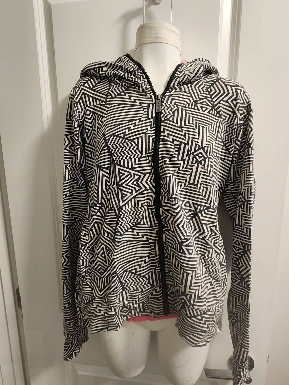 Bench Black & White Geometric Bomber Hoodie